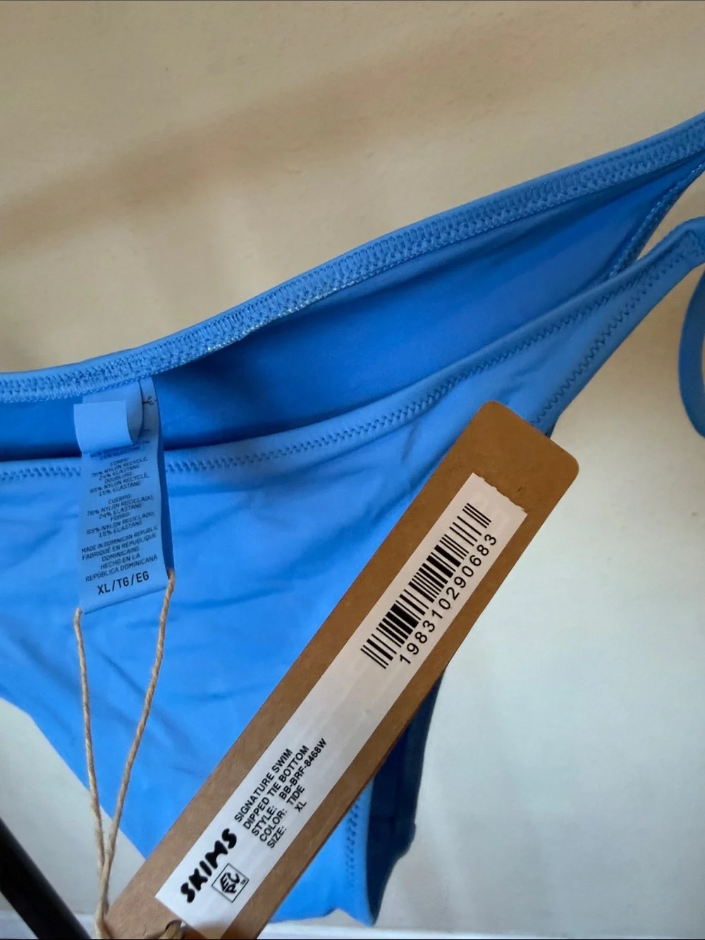 NWT SKIMS tide blue dipped tie bikini bottom Blue Bikini Bottom Side Ties sz XL